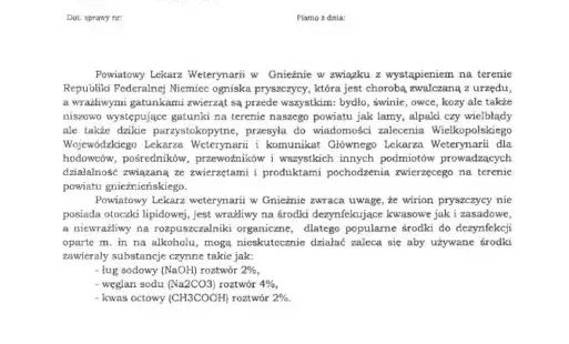 Zdjęcie do Informacja dot. pryszczycy